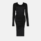 드레스 Robe longue rûchée Victoria Beckham 검은색 Femme