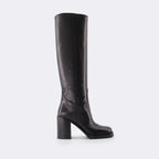 Boots Leather boots Prada Black Women
