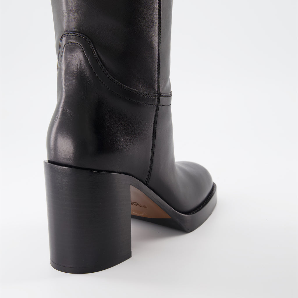 Boots Leather boots Prada Black Women