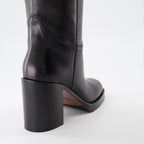 Boots Leather boots Prada Black Women