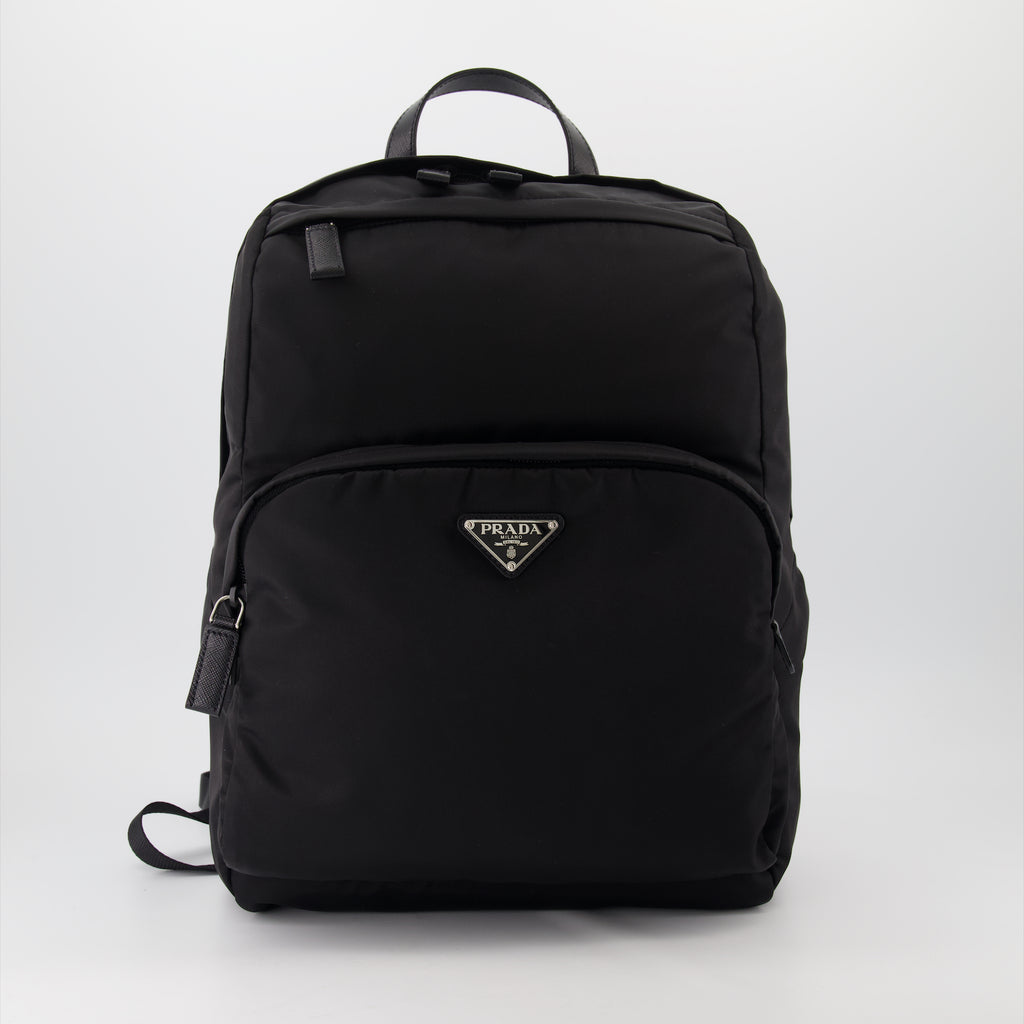 백팩 Sac à dos en Re-Nylon et cuir Prada 검은색 Homme