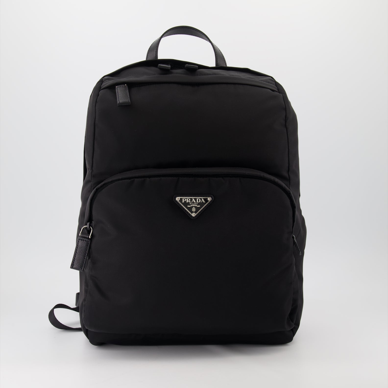 Zaini Sac à dos en Re-Nylon et cuir Prada Nero Homme
