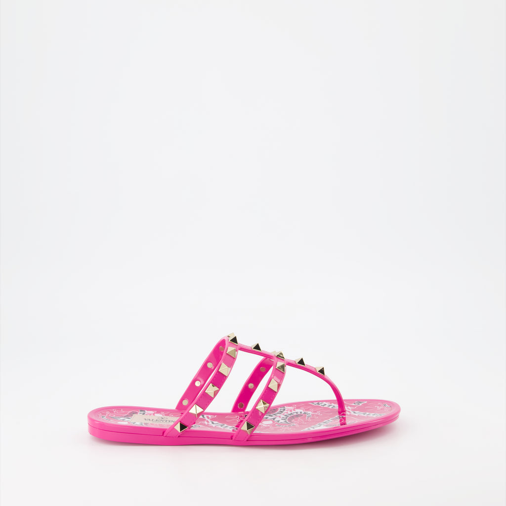 Chaussures ouvertes Tongs Rockstud Valentino Garavani Rose Femme