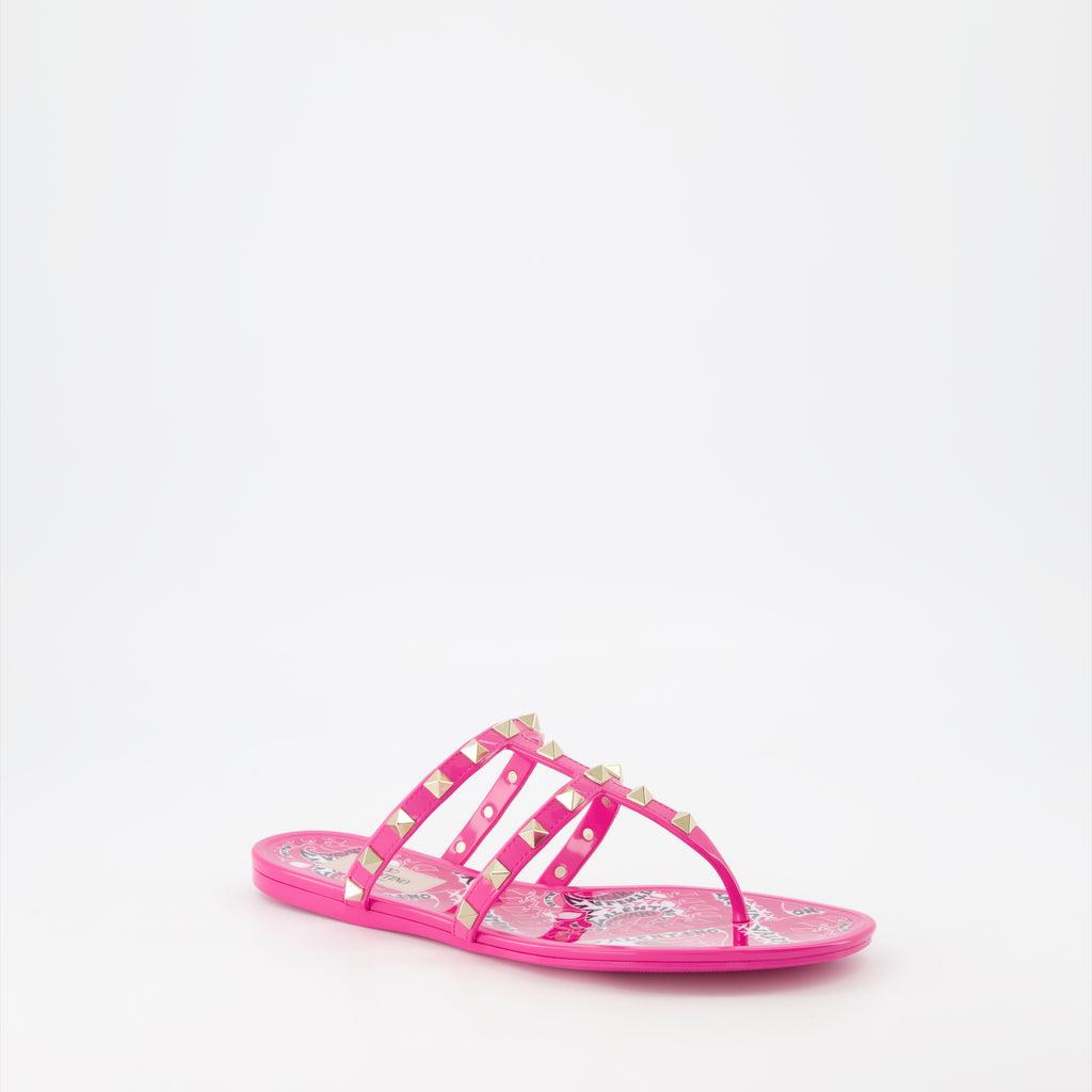 Chaussures ouvertes Tongs Rockstud Valentino Garavani Rose Femme