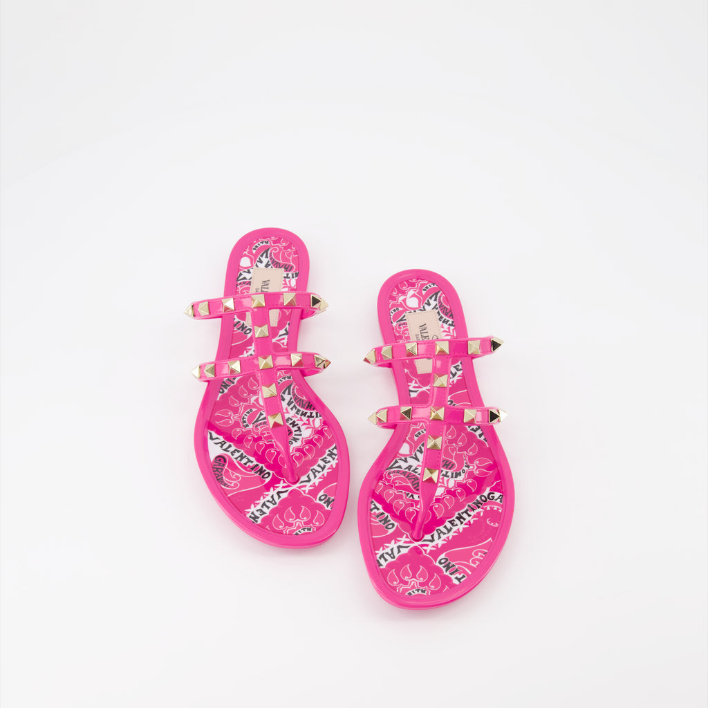Chaussures ouvertes Tongs Rockstud Valentino Garavani Rose Femme