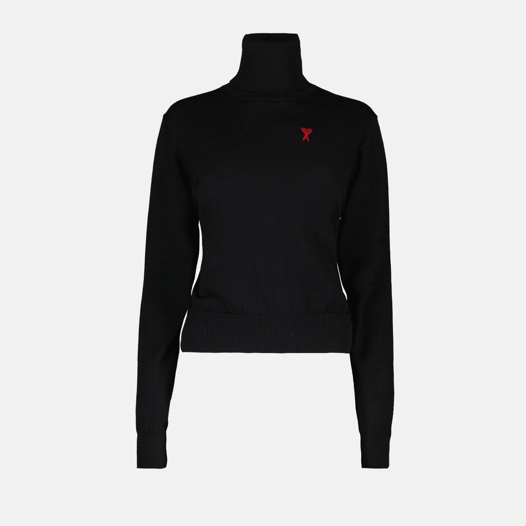 Maille Pull col roulé Ami de Coeur Ami PARIS Noir Femme