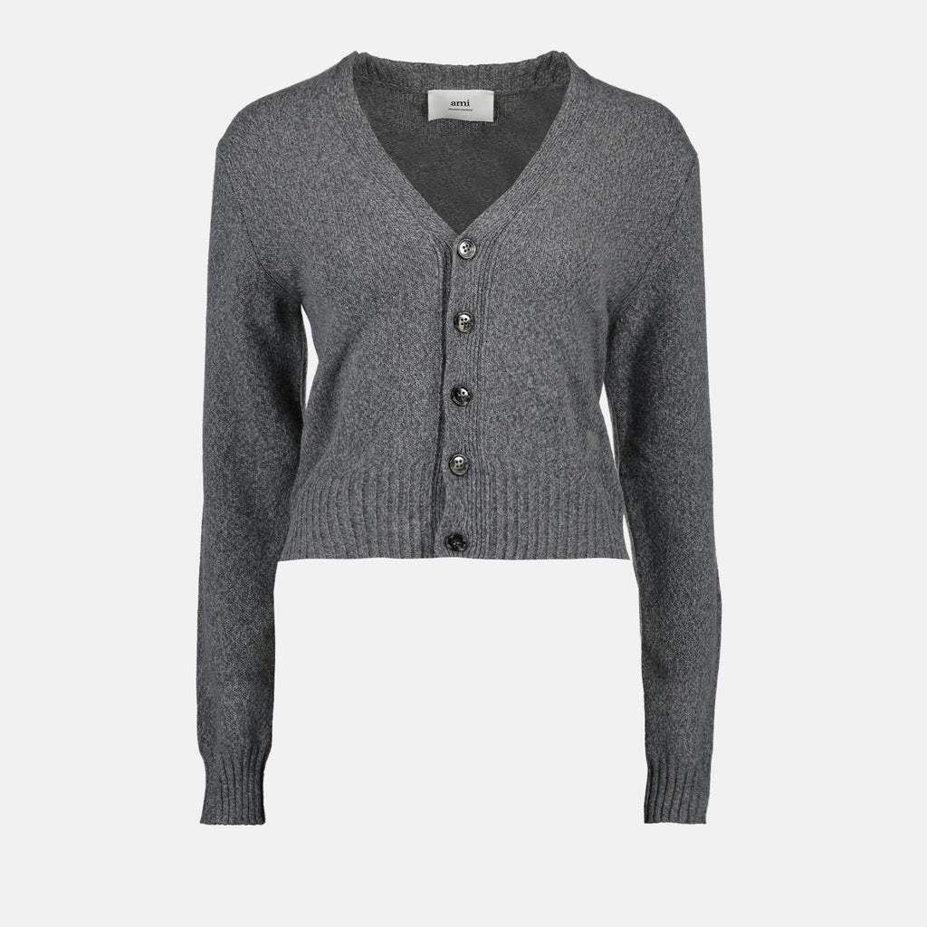 Maille Cardigan Ami de Coeur Ami PARIS Gris Femme