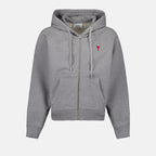 Moletons Sweatshirt com Zipper Ami de Coeur Ami PARIS Cinza Unissex