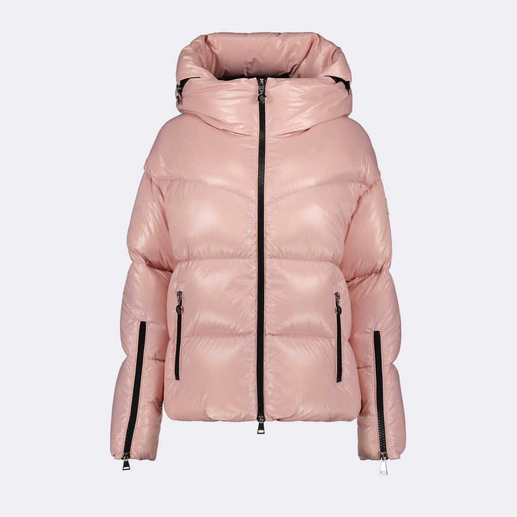 Manteaux Doudoune Huppe Moncler Rose Femme