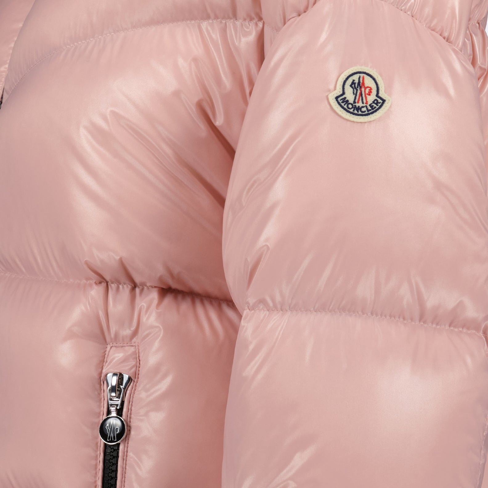 Manteaux Doudoune Huppe Moncler Rose Femme