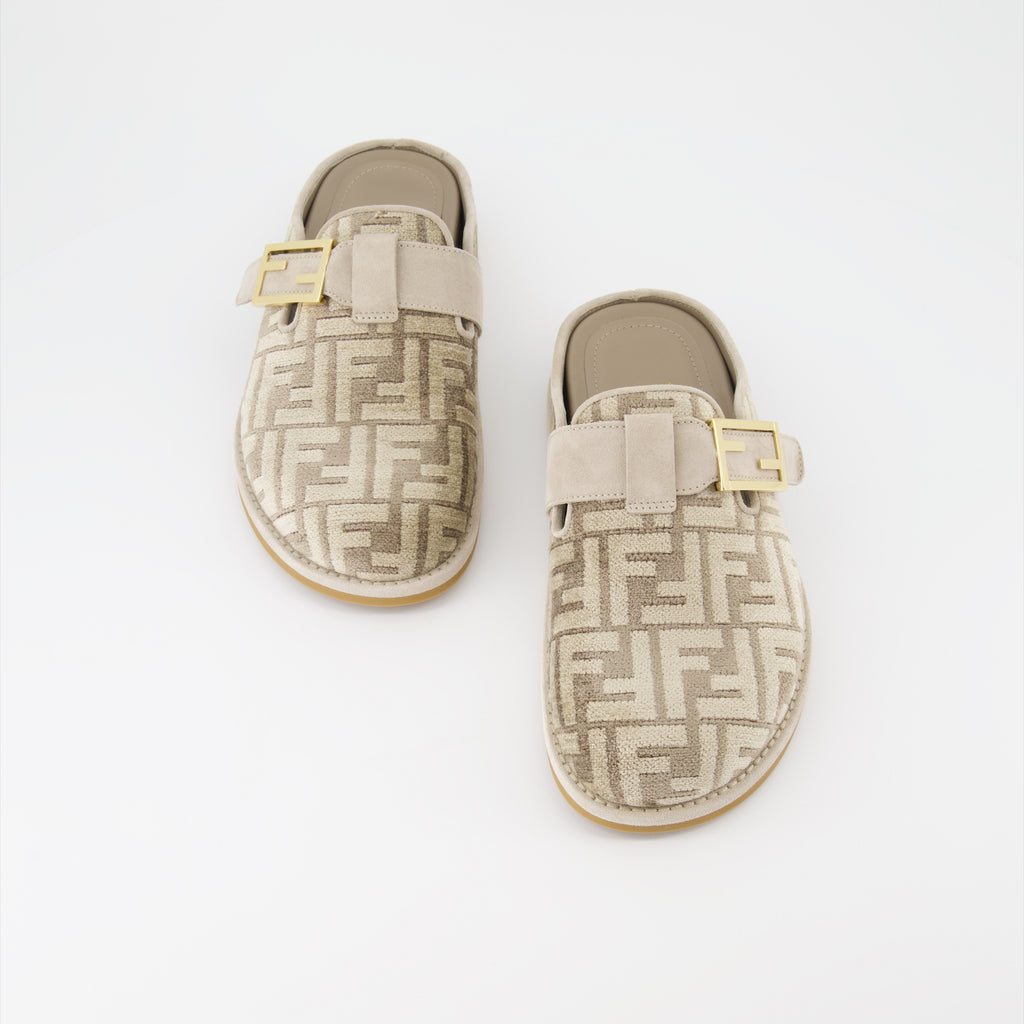 オープントゥシューズ フェンディ フィール ミュール Fendi ベージュ 女性