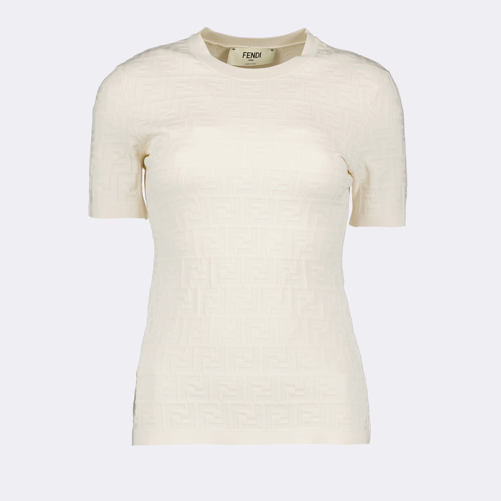 T-shirts T-shirt FF Fendi Beige Femme