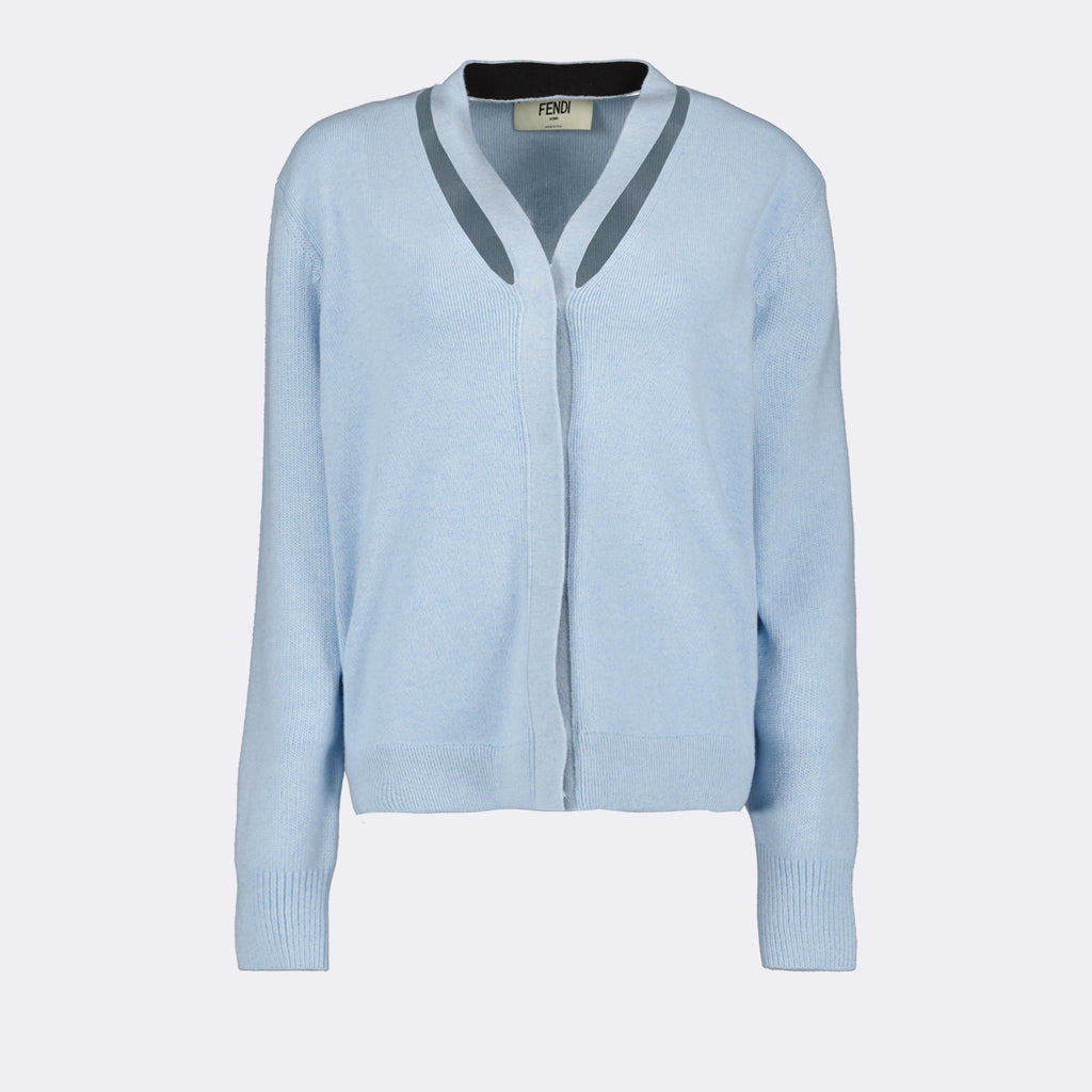 Maille Cardigan en cachemire Fendi Bleu Femme