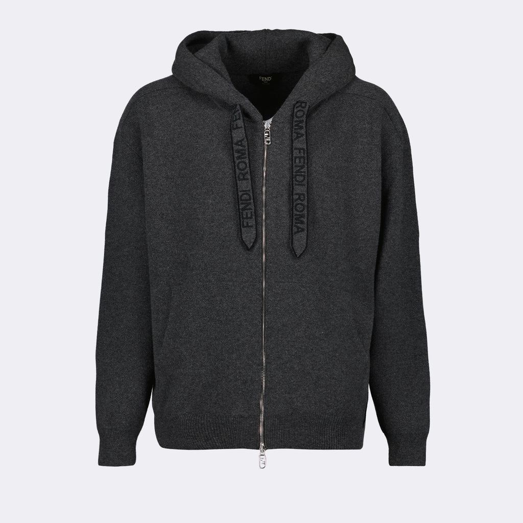 Sweatshirts Sweatshirt zippé en cachemire Fendi Gris Homme