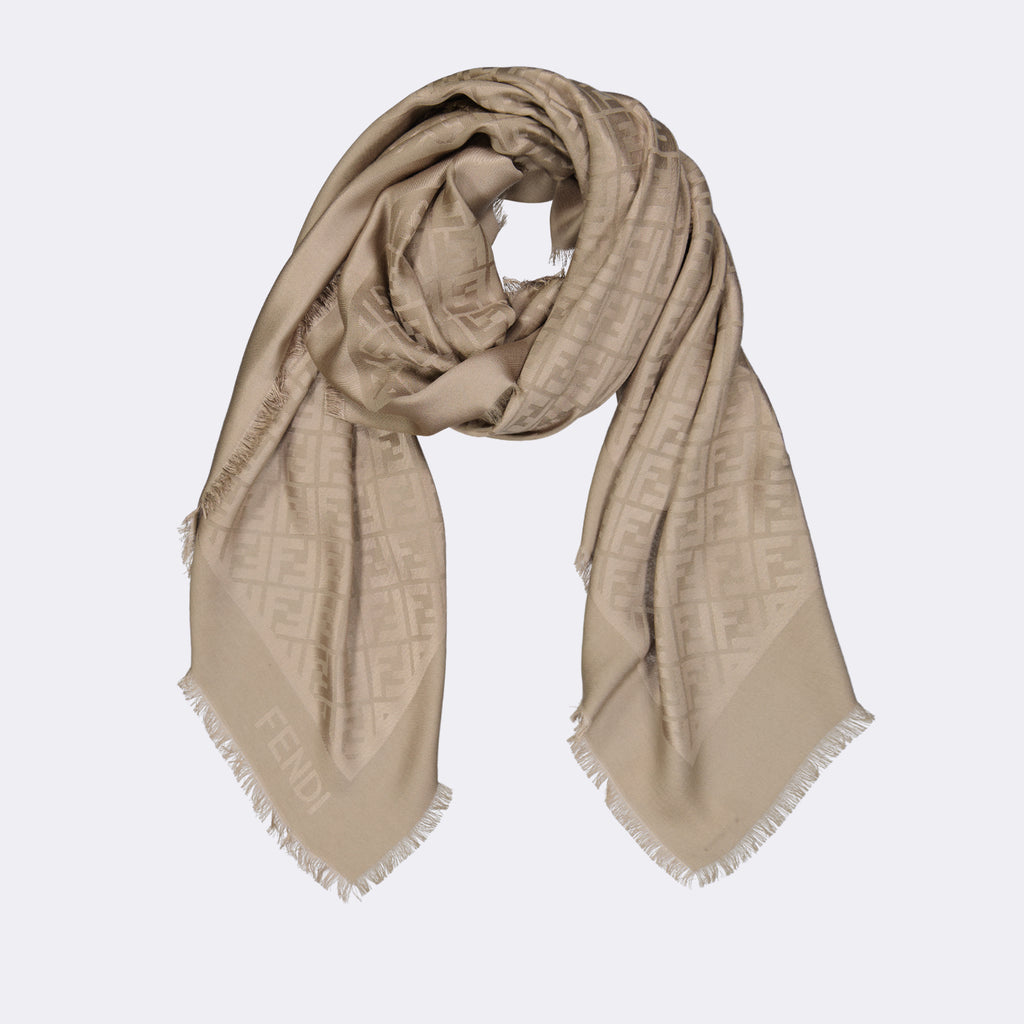 Lenços e luvas Châle en soie et laine Fendi Cinza Femme