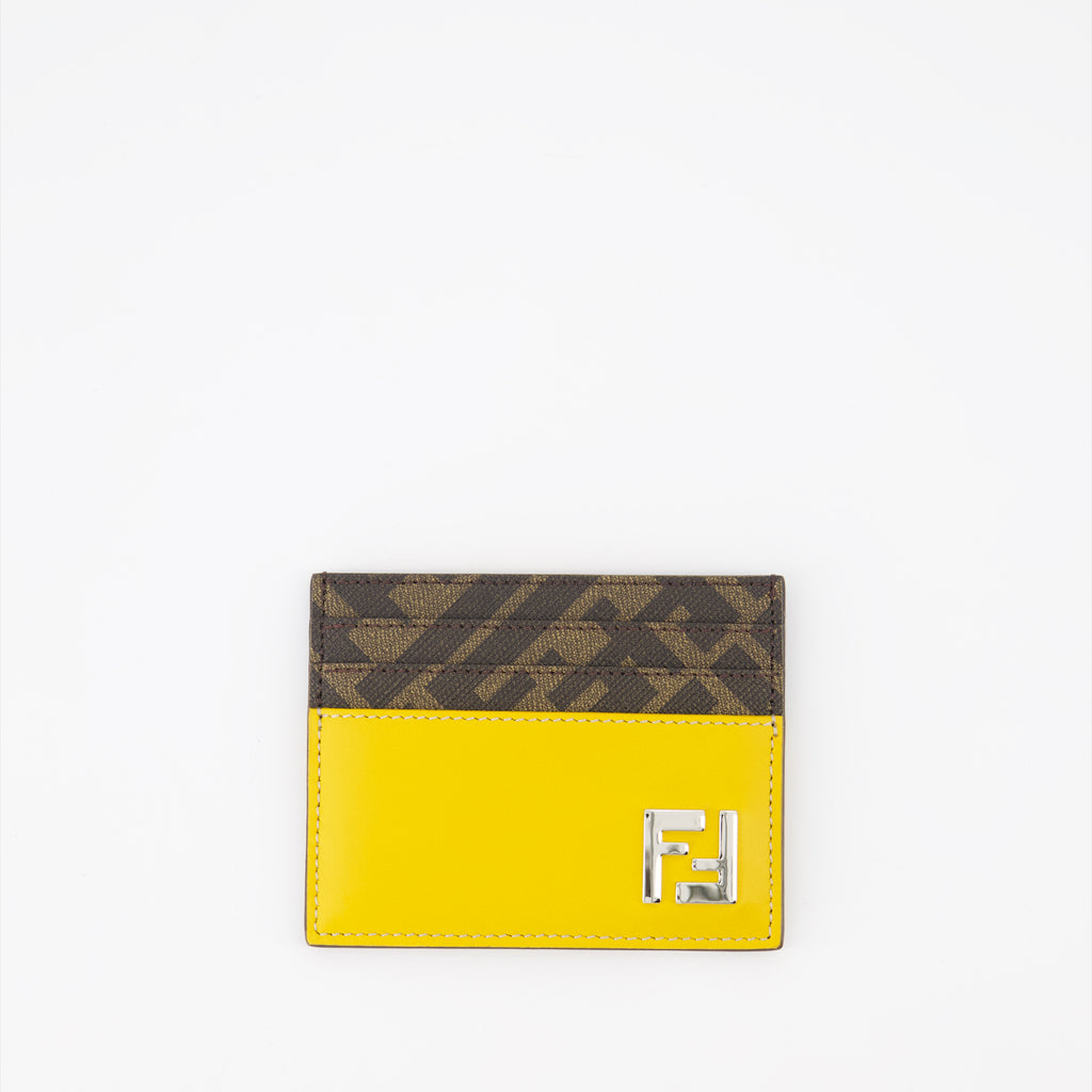 スモールレザーグッズ FFスクエアカードホルダー Fendi 黄色 男