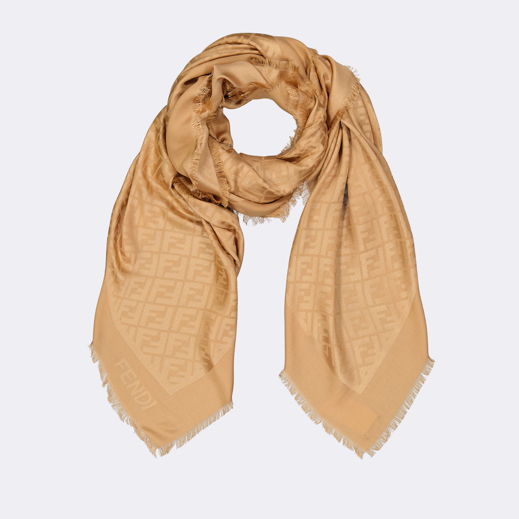 Lenços e luvas Châle en soie et laine Fendi Bege Femme