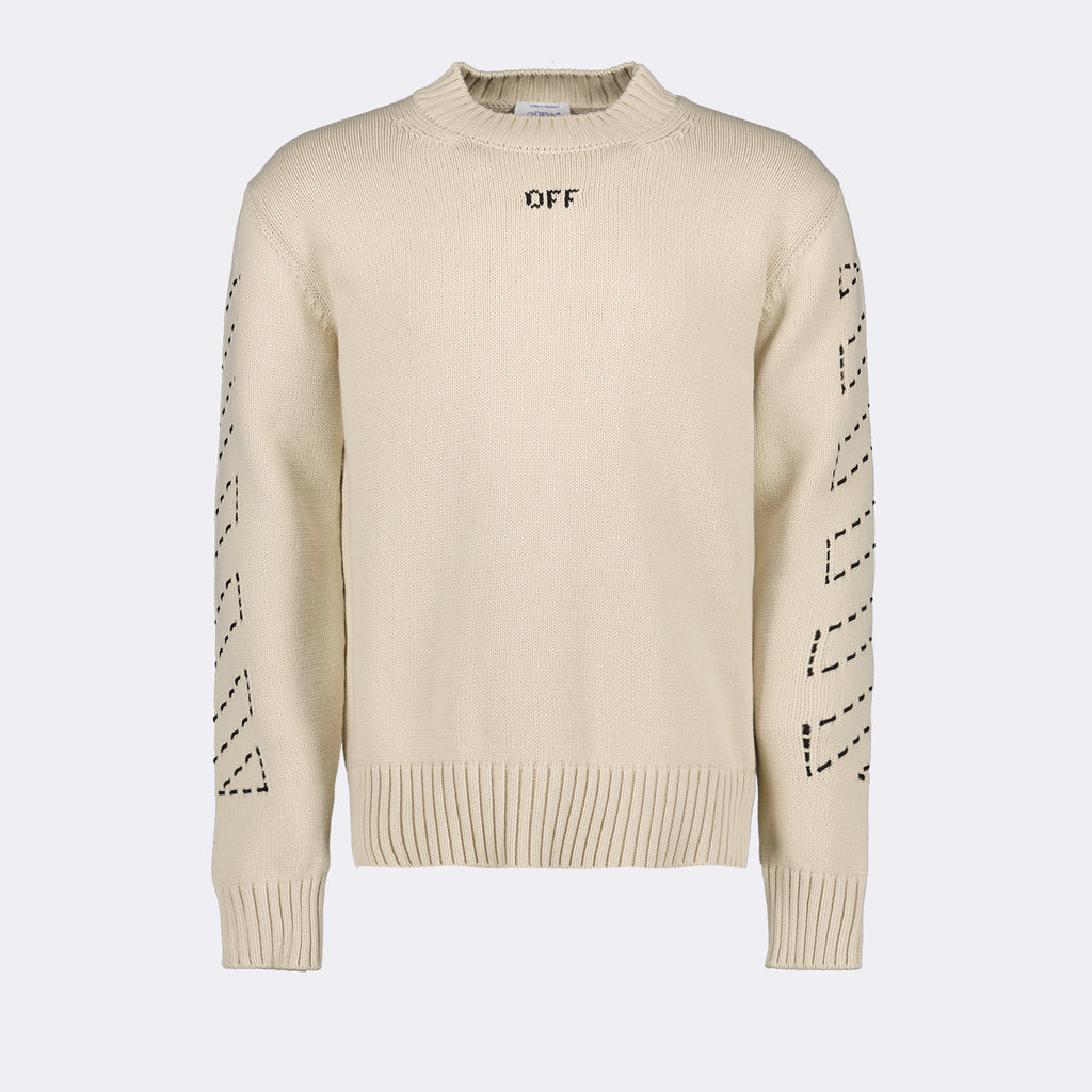 ニットウェア ステッチアローセーター Off-White ベージュ 男