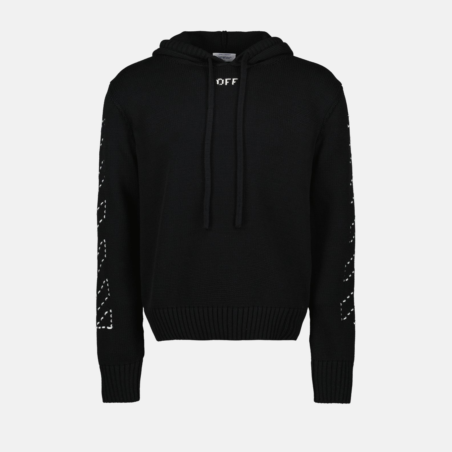 Maille Pull à capuche Stitch Arrow Off-White Noir Homme