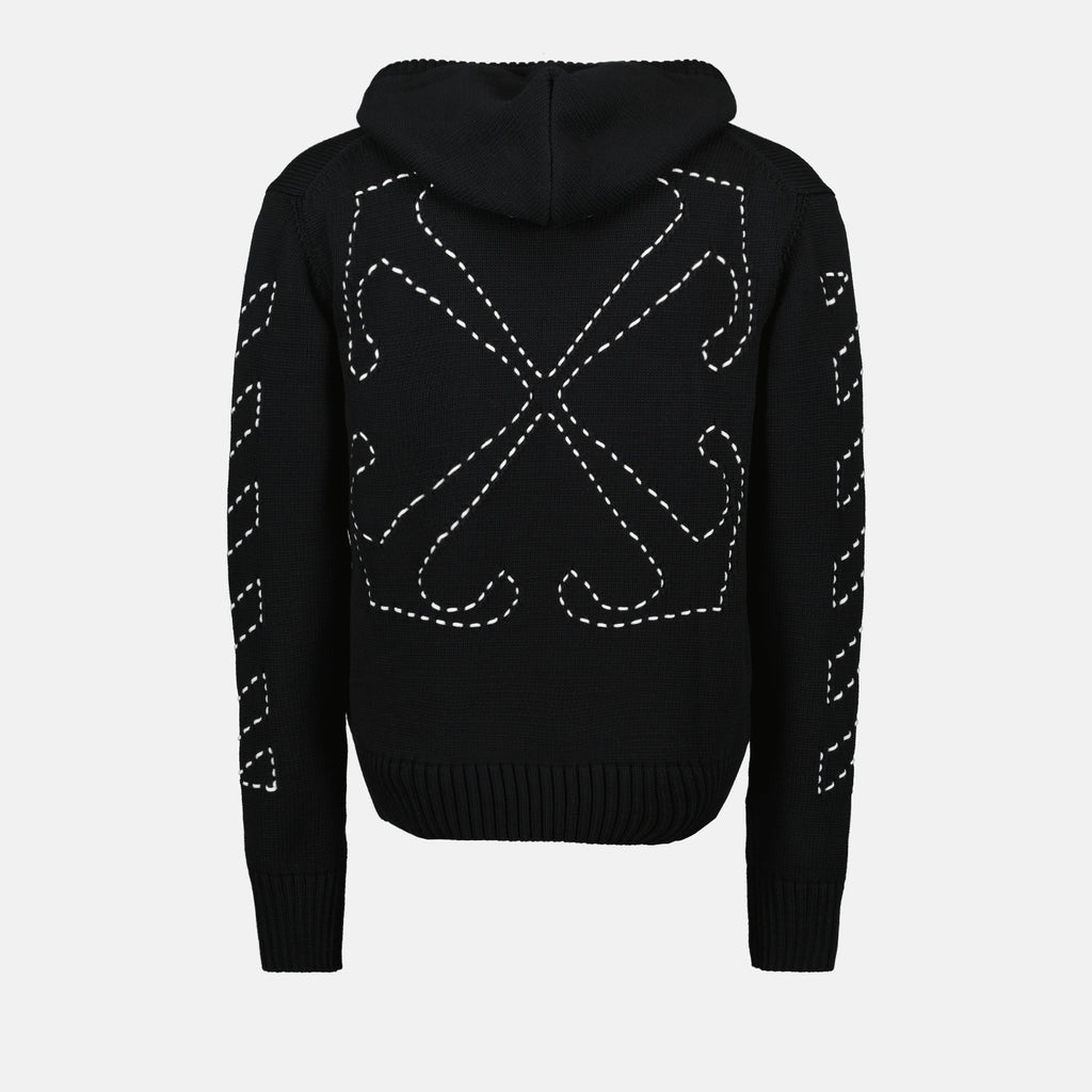 Maille Pull à capuche Stitch Arrow Off-White Noir Homme