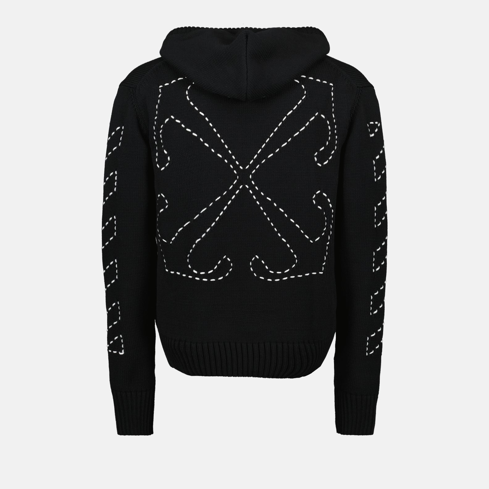 Maille Pull à capuche Stitch Arrow Off-White Noir Homme