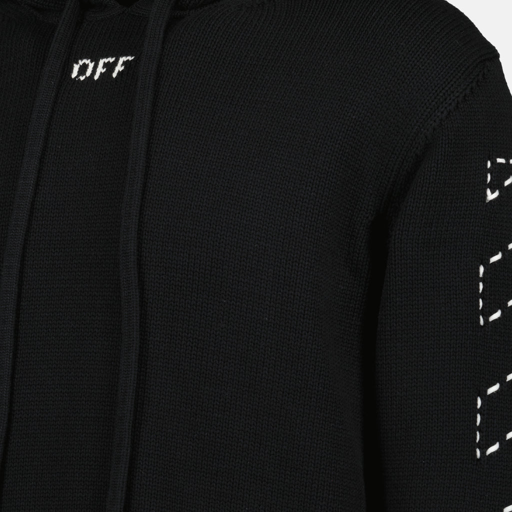 Maille Pull à capuche Stitch Arrow Off-White Noir Homme