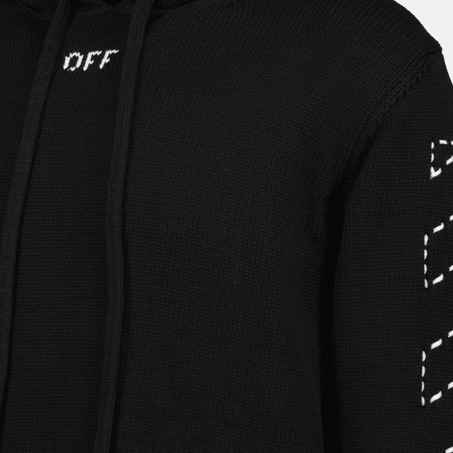 Maille Pull à capuche Stitch Arrow Off-White Noir Homme