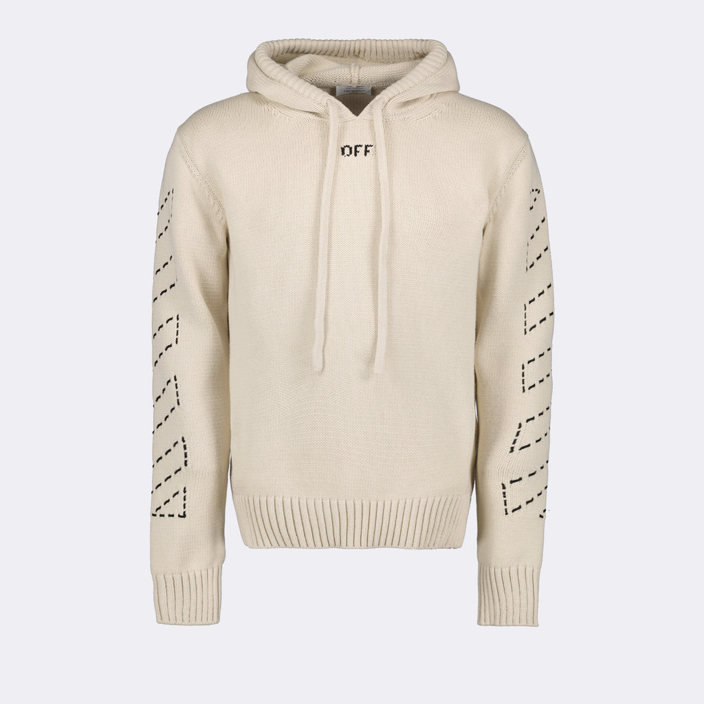 Strickwaren Pull à capuche Stitch Arrow Off-White Beige Homme