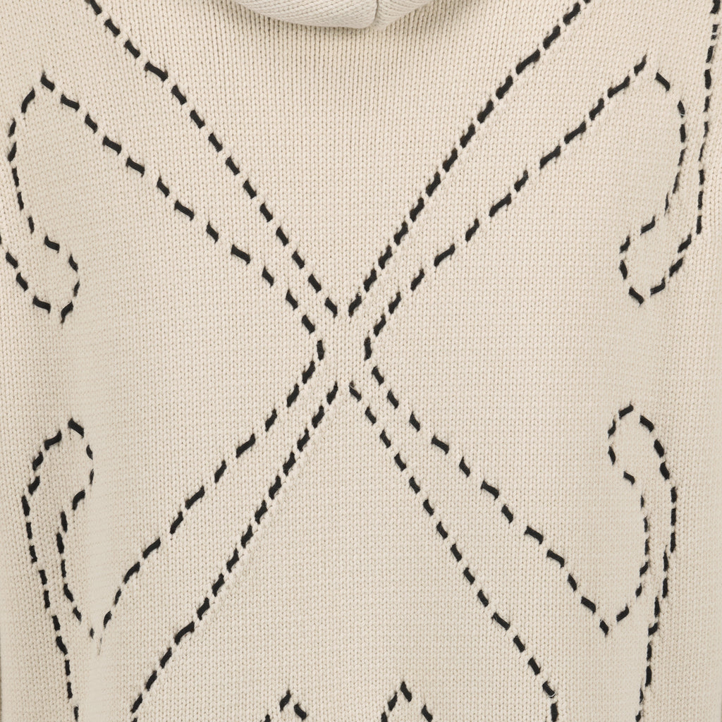 Strickwaren Pull à capuche Stitch Arrow Off-White Beige Homme