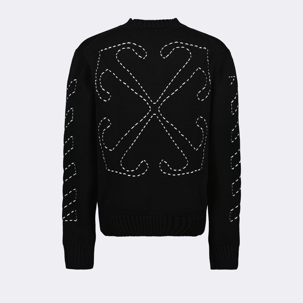 Strickwaren Pull Stitch Arrow Off-White Schwarz Homme