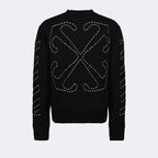 Strickwaren Pull Stitch Arrow Off-White Schwarz Homme