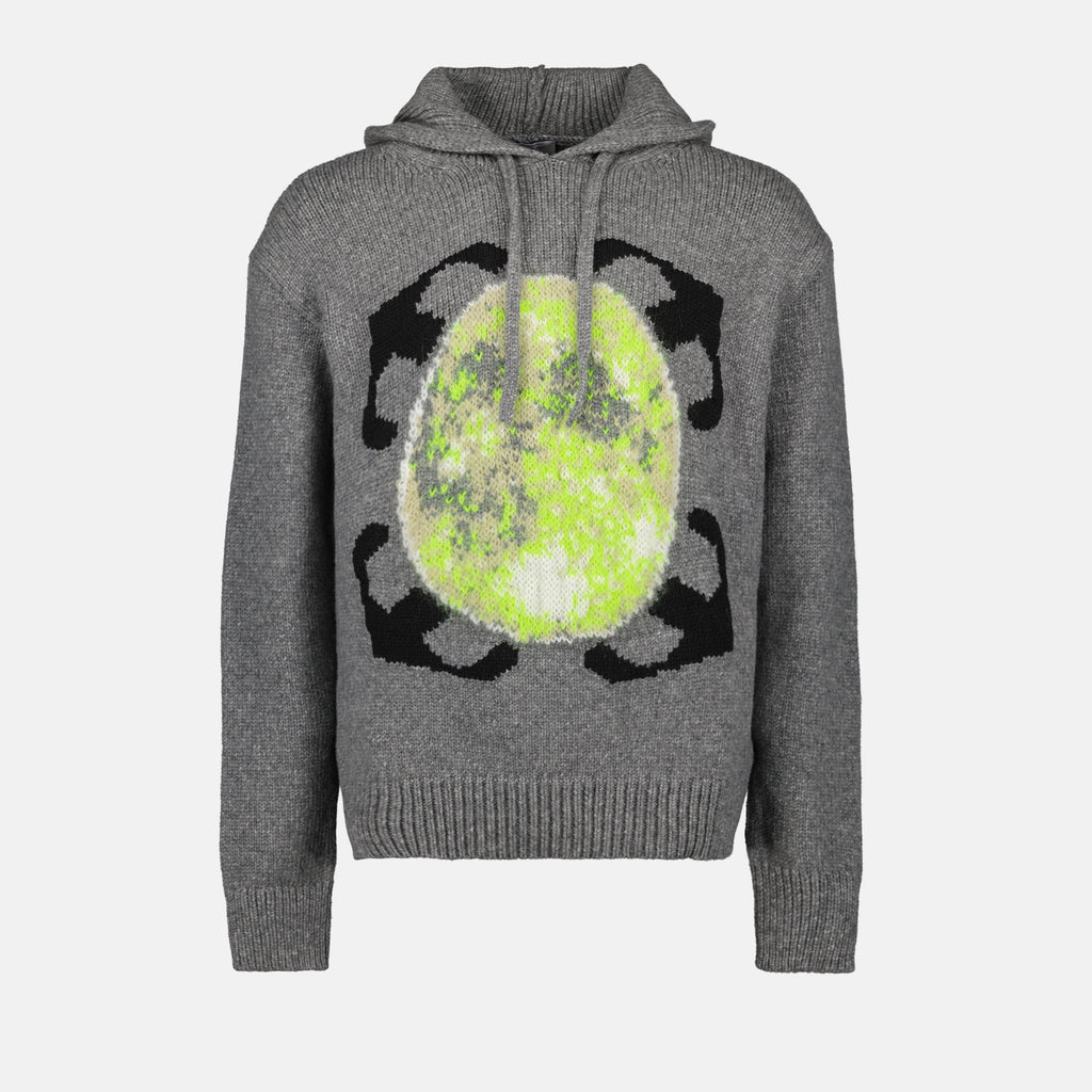 Maille Pull à capuche Arrow Moon Off-White Gris Homme
