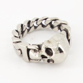 Bijoux Bague Skull Alexander McQueen Argenté Homme