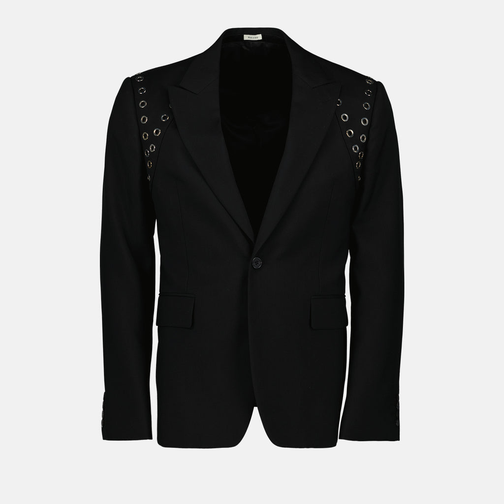 Vestes Veste blazer à oeillets Alexander McQueen Noir Homme