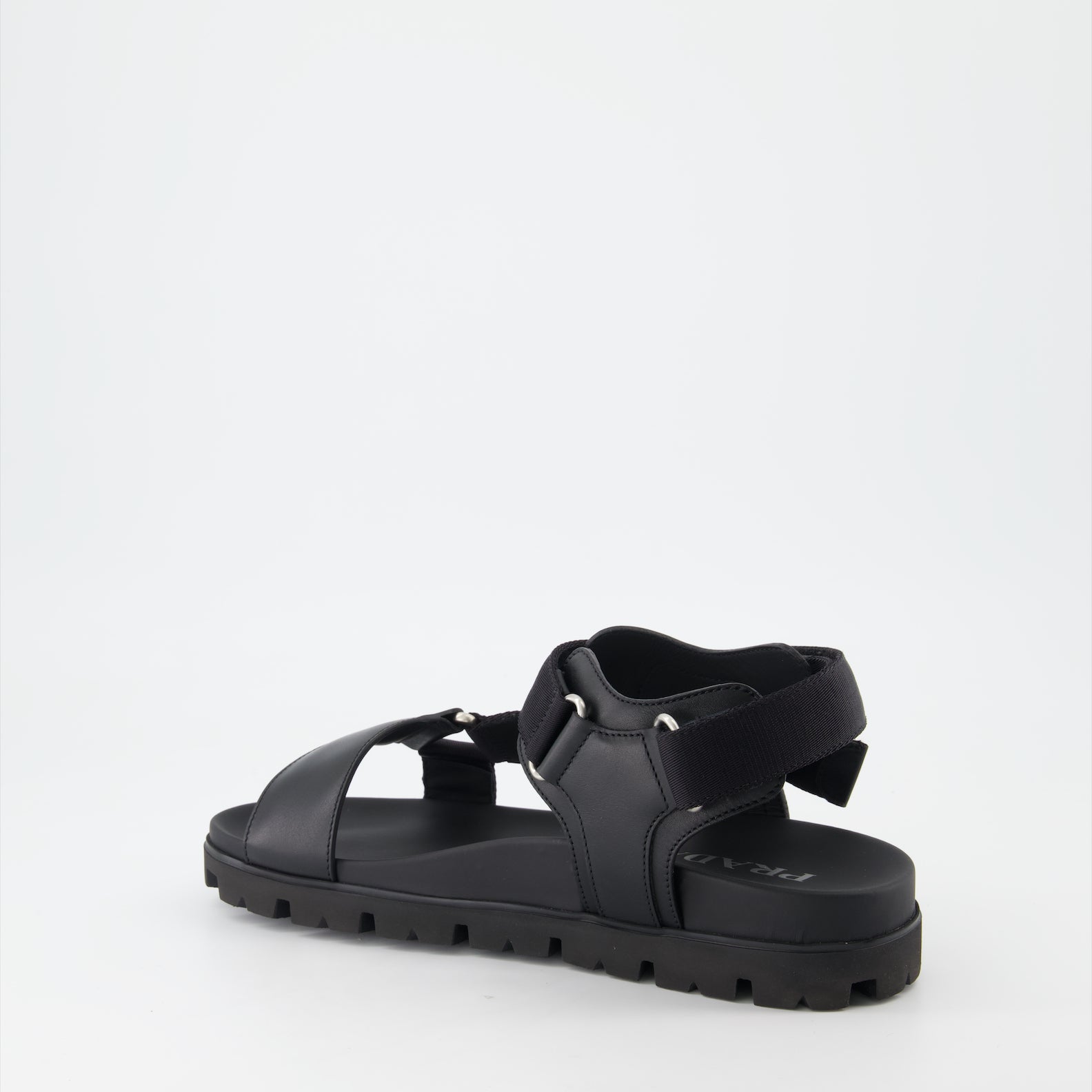오픈 슈즈 Sandales en cuir Prada 검은색 Homme