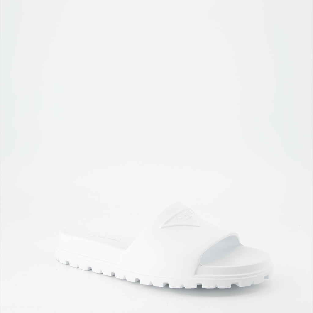 Zapatos abiertos Claquettes à logo Prada Blanco Homme