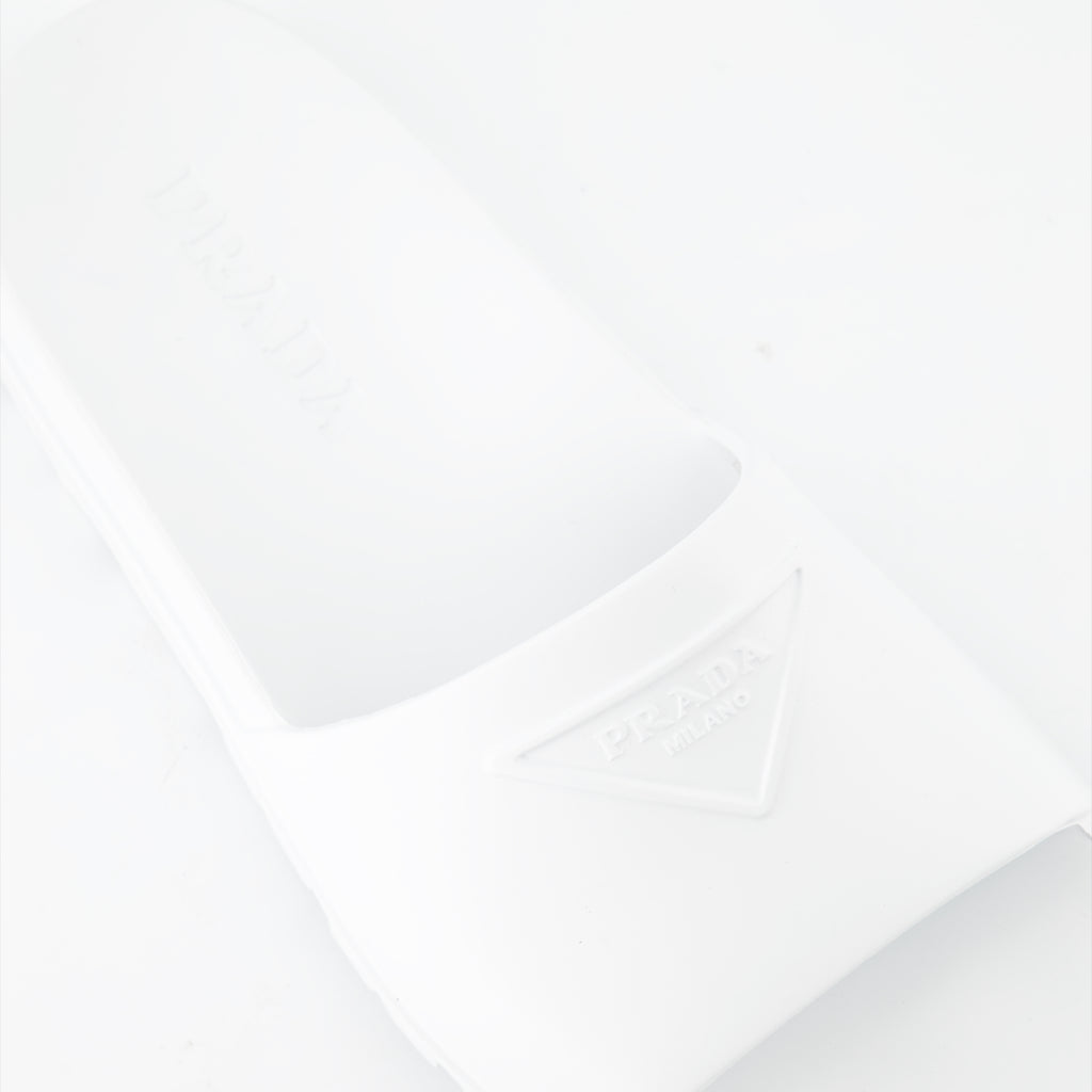 Zapatos abiertos Claquettes à logo Prada Blanco Homme