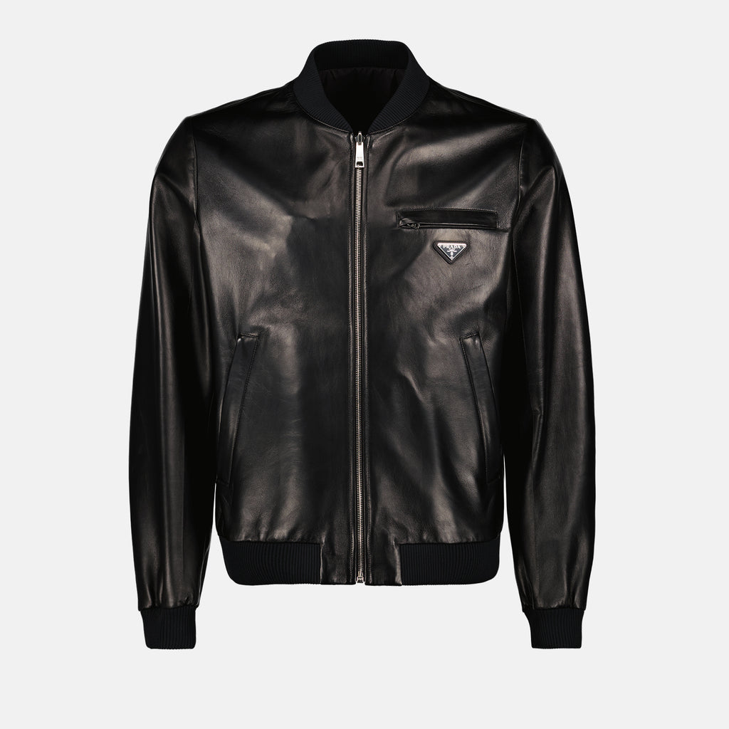 Casacos Blouson en cuir réversible Prada Preto Homme