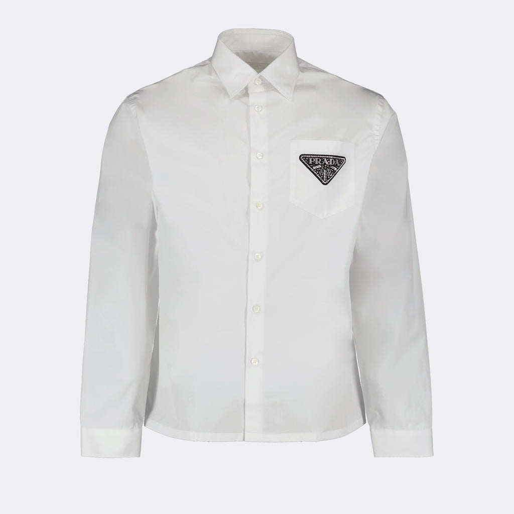 Camisas Chemise à logo triangle Prada Blanco Homme