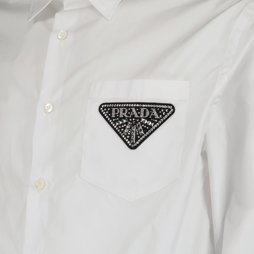 Camisas Chemise à logo triangle Prada Blanco Homme