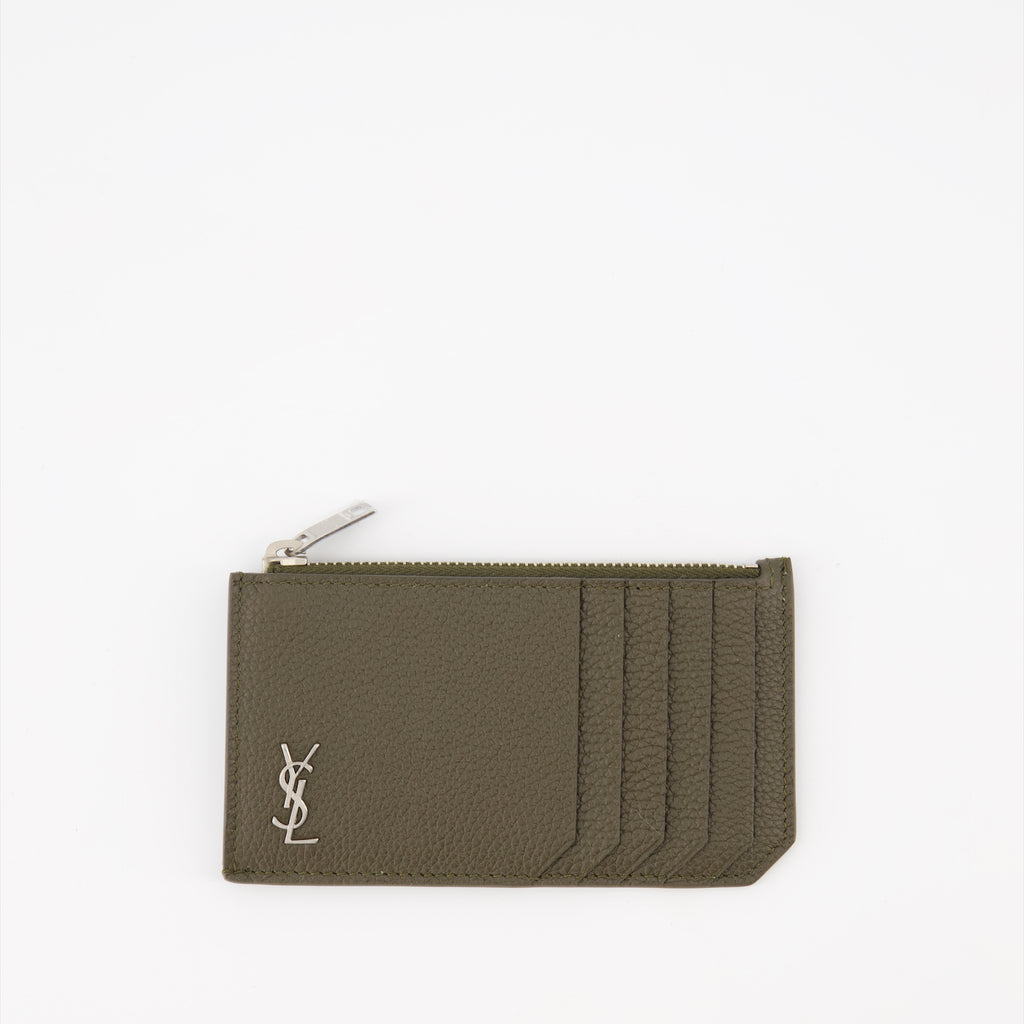 Kleine lederwaren Porte-monnaie YSL Saint Laurent Grün Homme