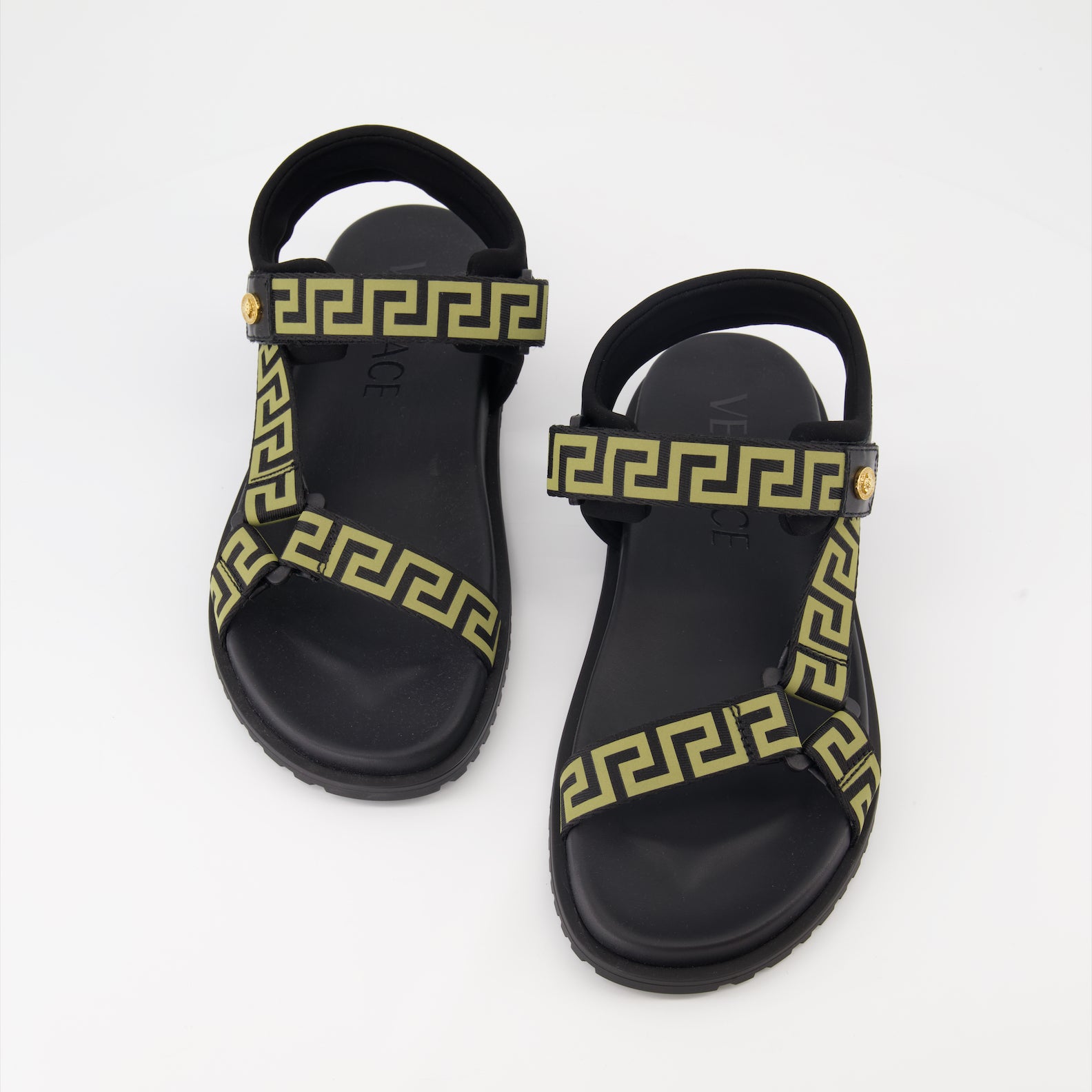 Zapatos abiertos Sandales Greca Versace Negro Homme