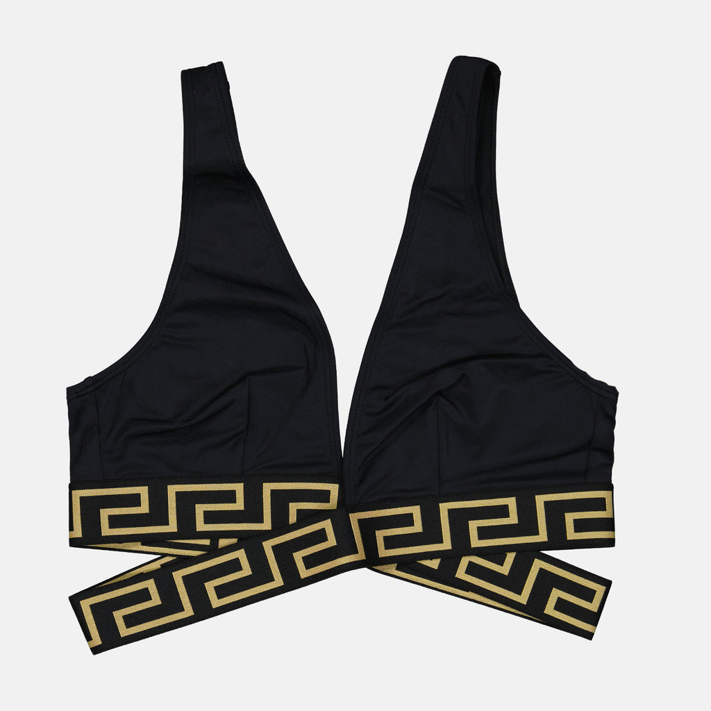 Beachwear Haut de bikini Greca Versace Noir Femme
