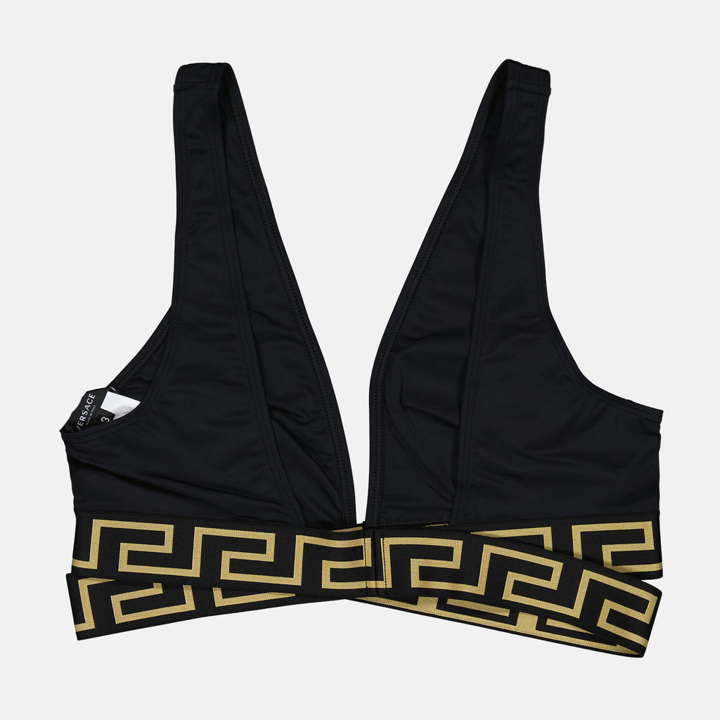 Beachwear Haut de bikini Greca Versace Noir Femme