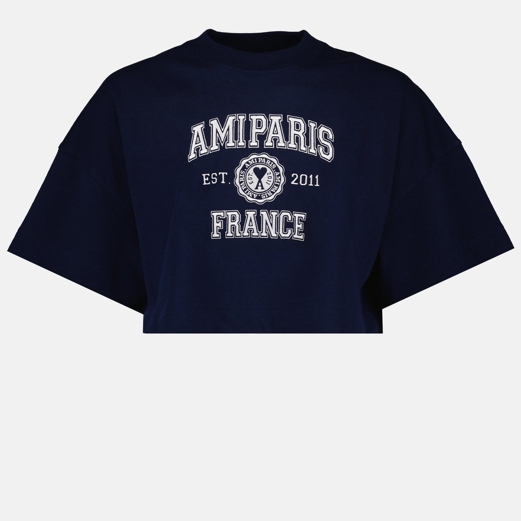 Camisetas T-shirt cropped à logo Ami PARIS Azul Femme