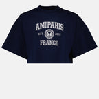 Camisetas T-shirt cropped à logo Ami PARIS Azul Femme
