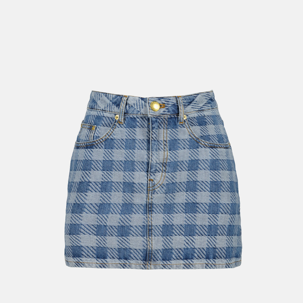 Jupes Mini jupe denim en jacquard vichy Ami PARIS Bleu Femme