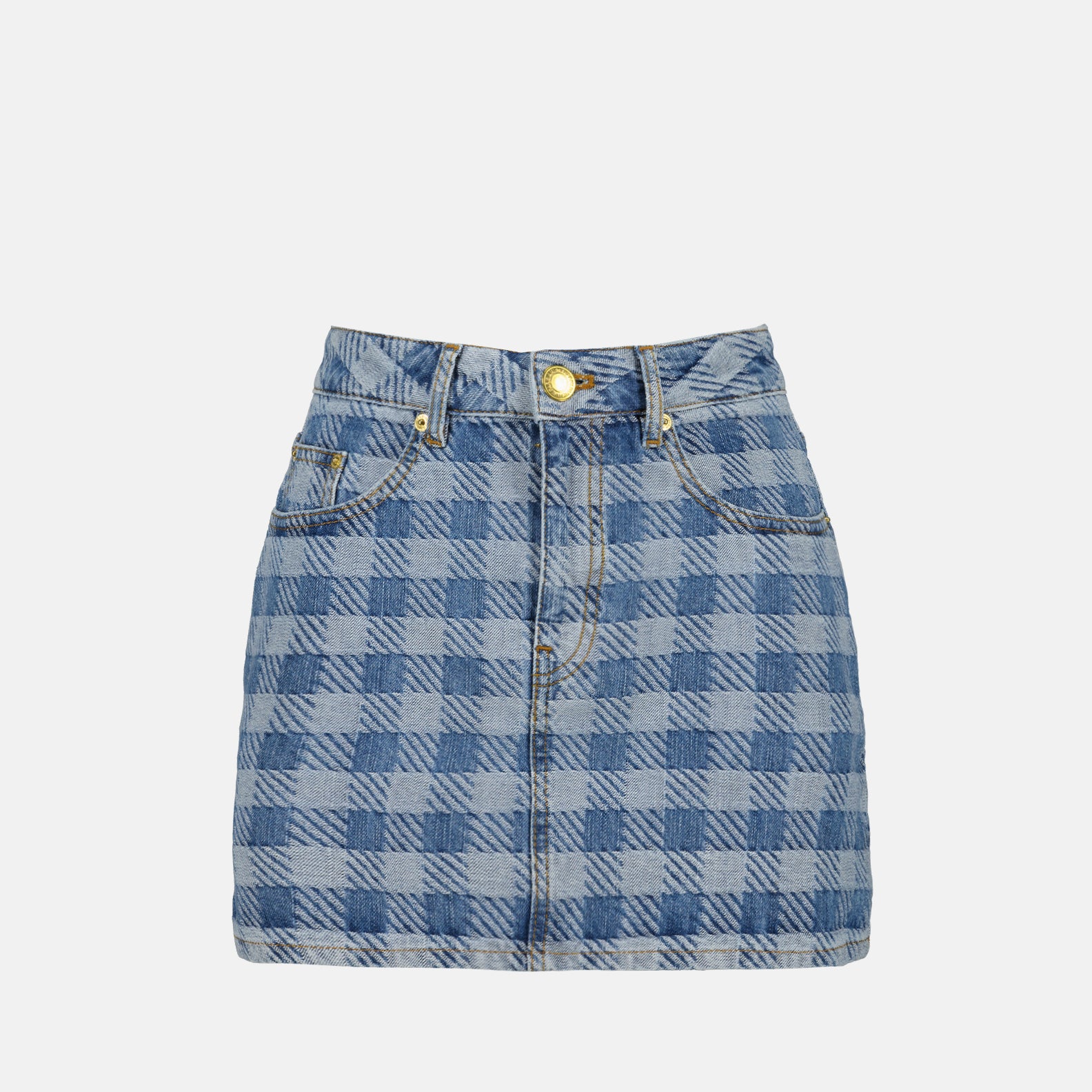 Jupes Mini jupe denim en jacquard vichy Ami PARIS Bleu Femme