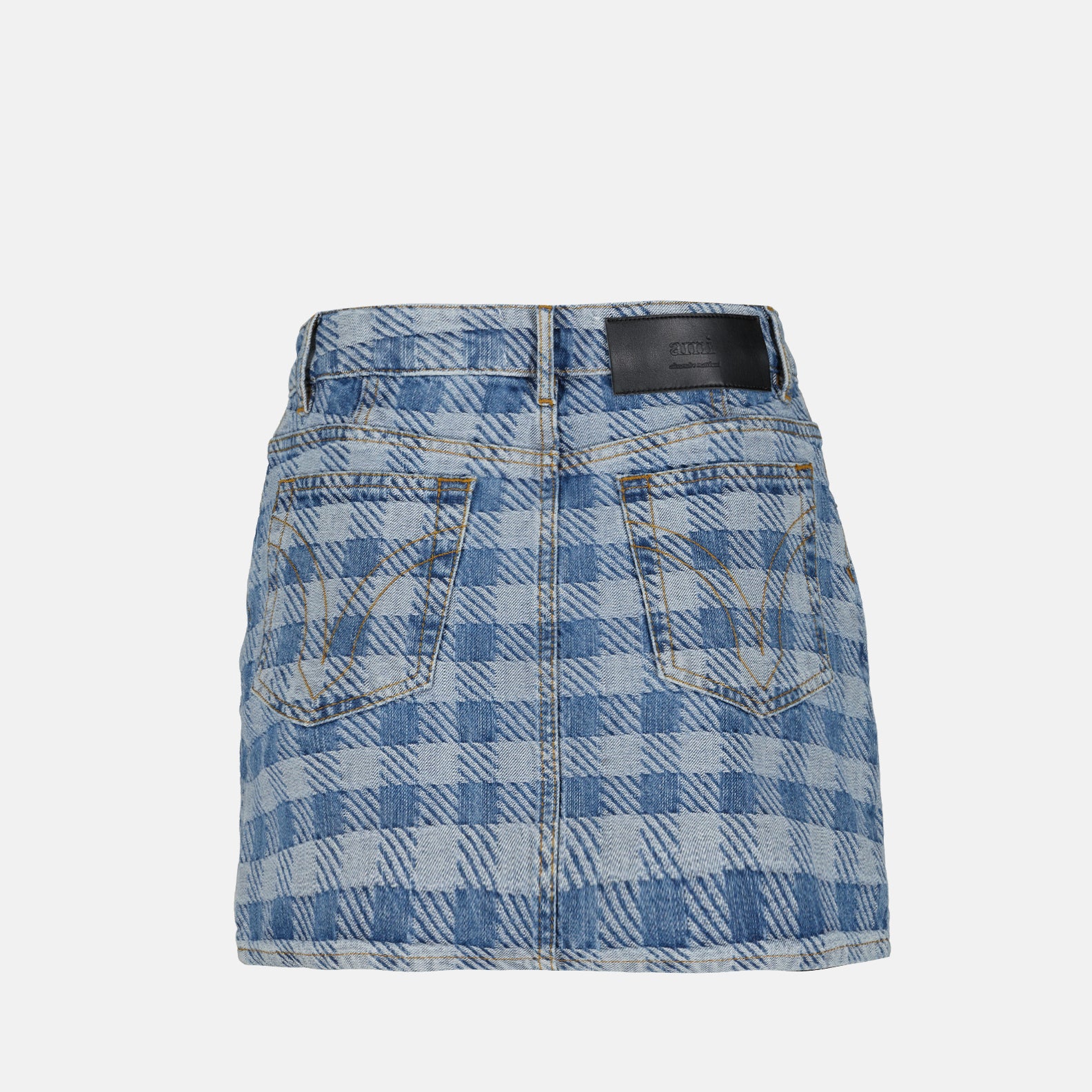 Jupes Mini jupe denim en jacquard vichy Ami PARIS Bleu Femme