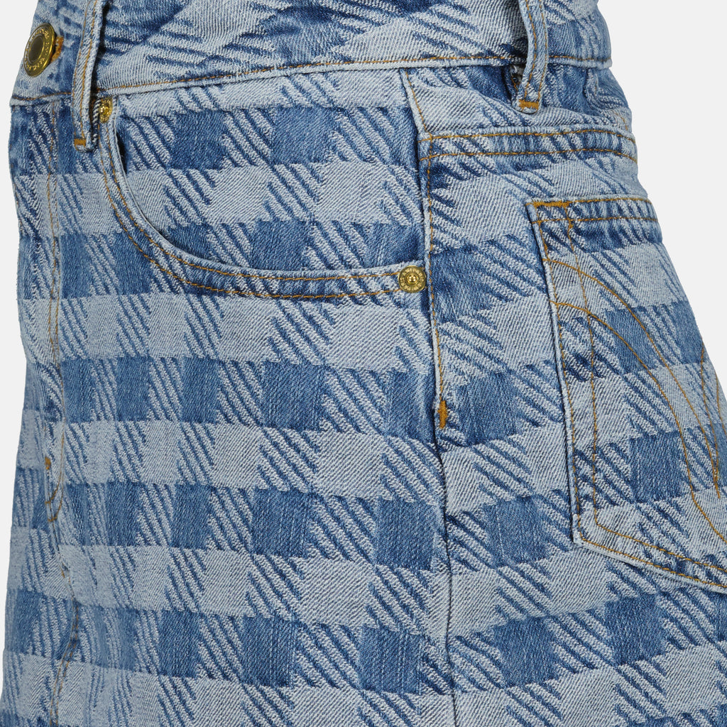 Jupes Mini jupe denim en jacquard vichy Ami PARIS Bleu Femme